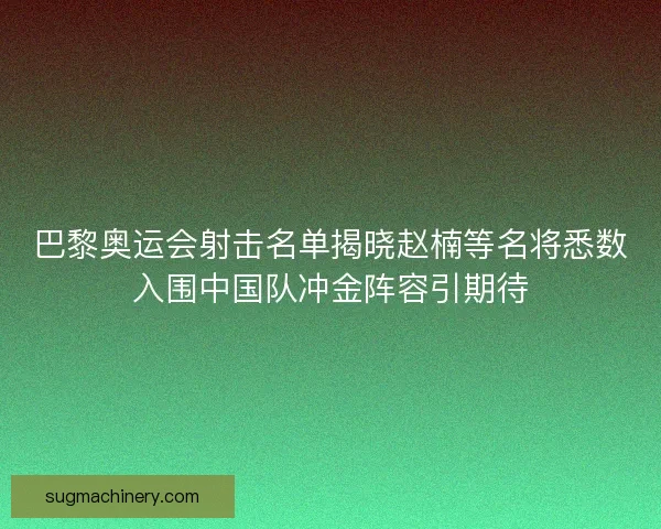 巴黎奥运会射击名单揭晓赵楠等名将悉数入围中国队冲金阵容引期待